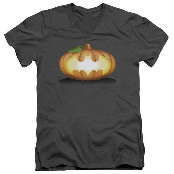 Batman - Bat Pumpkin Logo - Slim Fit V Neck Shirt - X-Large
