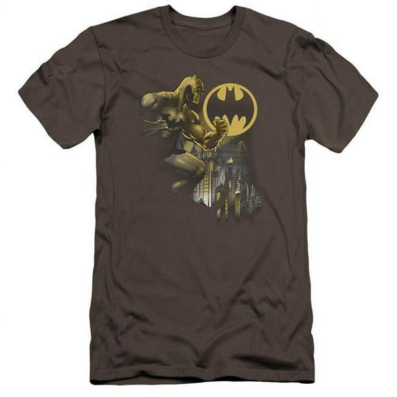 Batman & Bat Signal Adult Cotton Premium Canvas Brand Slim Fit 30-1 T-Shirt, Charcoal - 2X