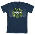 thumbnail image 1 of Batman Bat Signal Logo Checkered Background Boy's Navy Blue T-shirt-M, 1 of 7