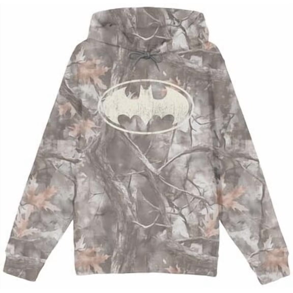 Batman Bat Signal Men's Double-Sided Camo Hoodie With Kangaroo Pocket-XL