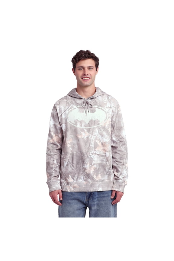 Batman Bat Signal Men's Double-Sided Camo Hoodie With Kangaroo Pocket-XL