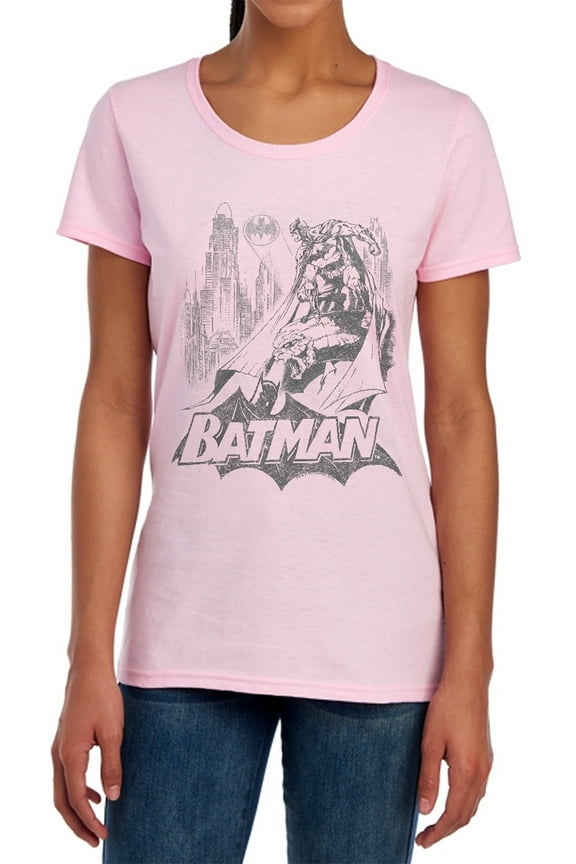 Batman Bat Sketch Women's T Shirt, Pink, Small