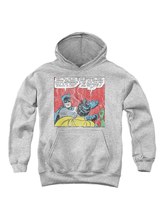 Bat Slap 1 Kids Pull-Over Hoodie (Large) for Youth Boys and Girls, Athletic Heather