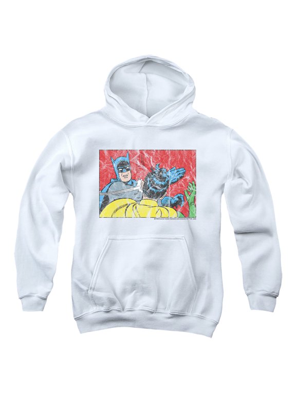 Batman Bat Slap 2 Kids Pull-Over Hoodie (Large) for Youth Boys and Girls, White