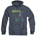 thumbnail image 1 of Batman Bat Spray Adult Heather Hoodie Sweatshirt Navy, 1 of 1
