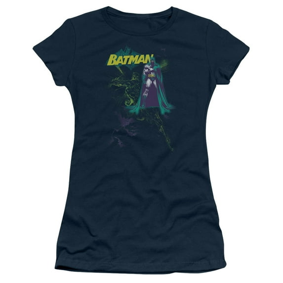 Batman Bat Spray S/S Junior Women's T-Shirt Sheer Navy