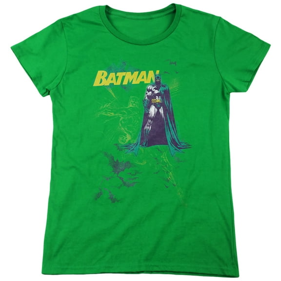 Batman Bat Spray Women's T Shirt, Kelly Green, Medium