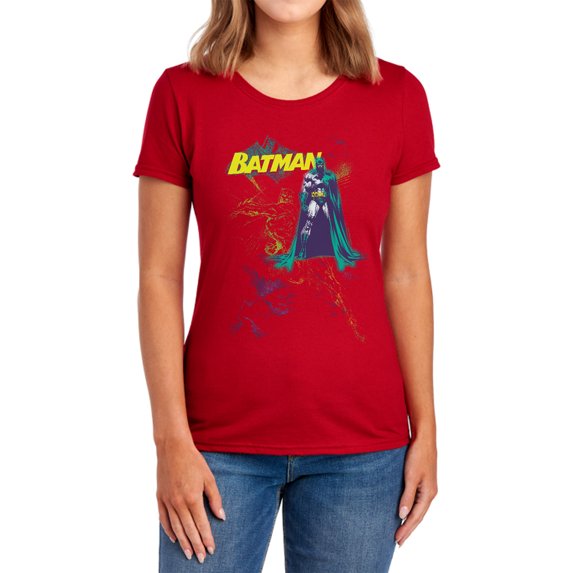 Batman Bat Spray Women's T Shirt, Red, X-Large