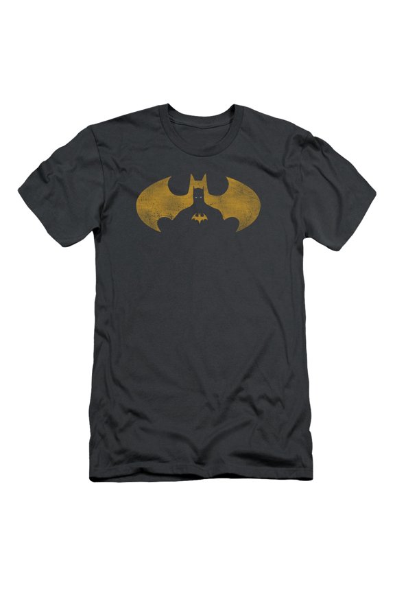 Batman Bat Symbol Knockout S/S Adult 30/1 T-Shirt-Charcoal
