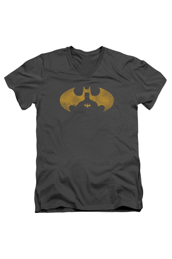 Batman - Bat Symbol Knockout - Slim Fit V Neck Shirt - Large