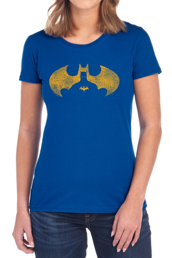 Batman Bat Symbol Knockout Women's T Shirt, Royal, Large