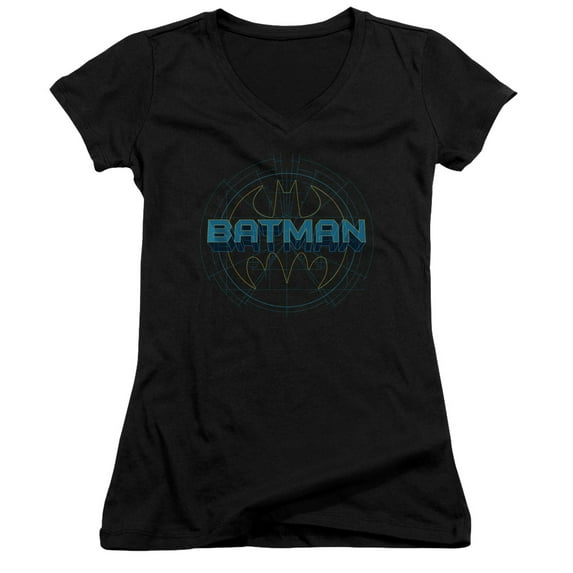 Batman Bat Tech Logo Junior Women's T-Shirt V-Neck Black
