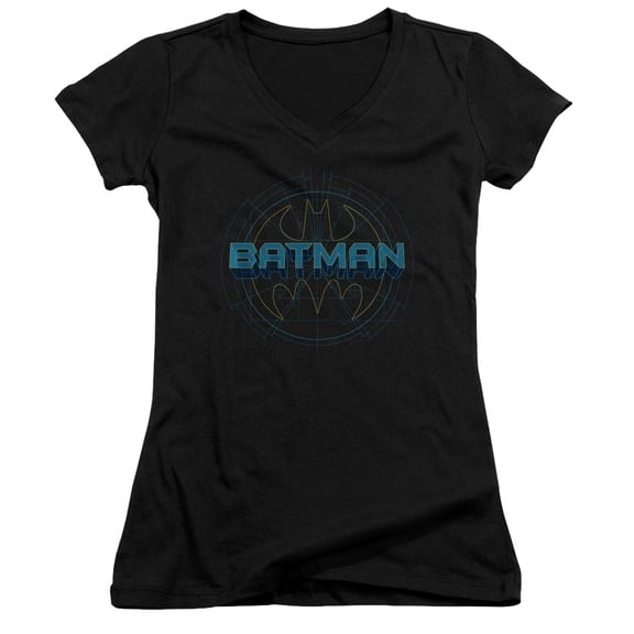 Batman Bat Tech Logo Junior Women's T-Shirt V-Neck Black
