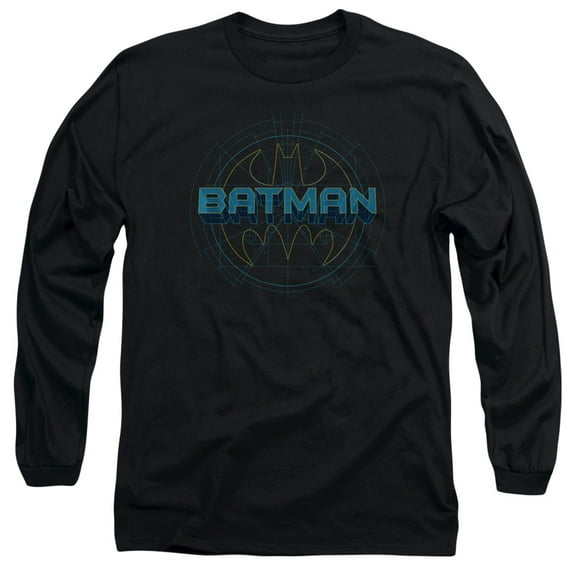 Batman Bat Tech Logo Long Sleeve Adult 18/1 T-Shirt Black