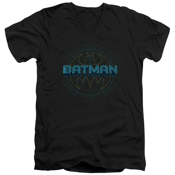 Batman Bat Tech Logo S/S Adult V-Neck T-Shirt Black