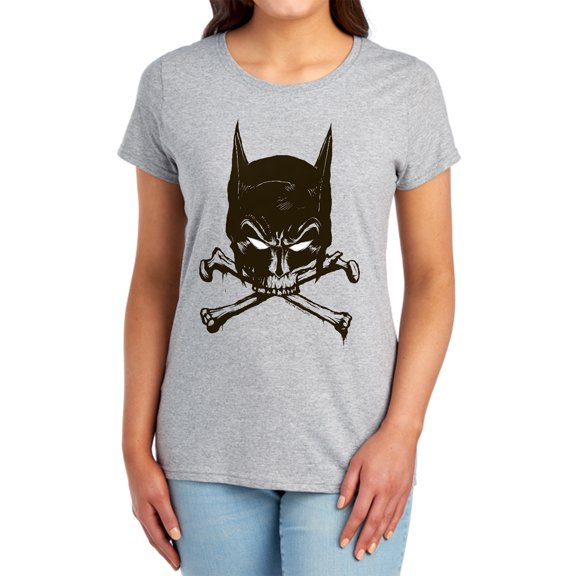 Batman Bat and Bones Women's T Shirt, Athletic Heather, Small