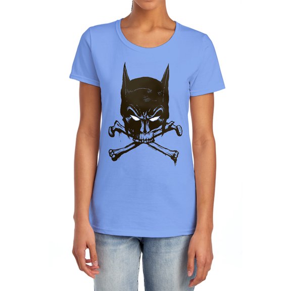 Batman Bat and Bones Women's T Shirt, Carolina Blue, 2X-Large