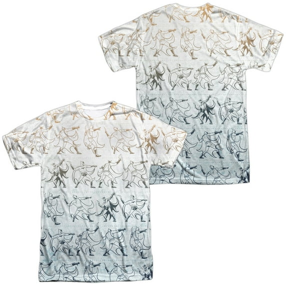 Batman Batarang Pattern Unisex Adult Sublimated Costume T Shirt (Front/Back), Small Multicolor