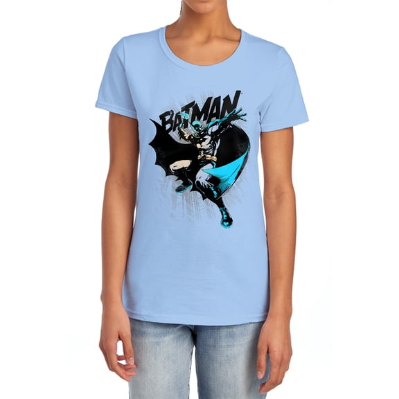 Batman Batarang Throw Women's T Shirt, Light Blue, X-Large