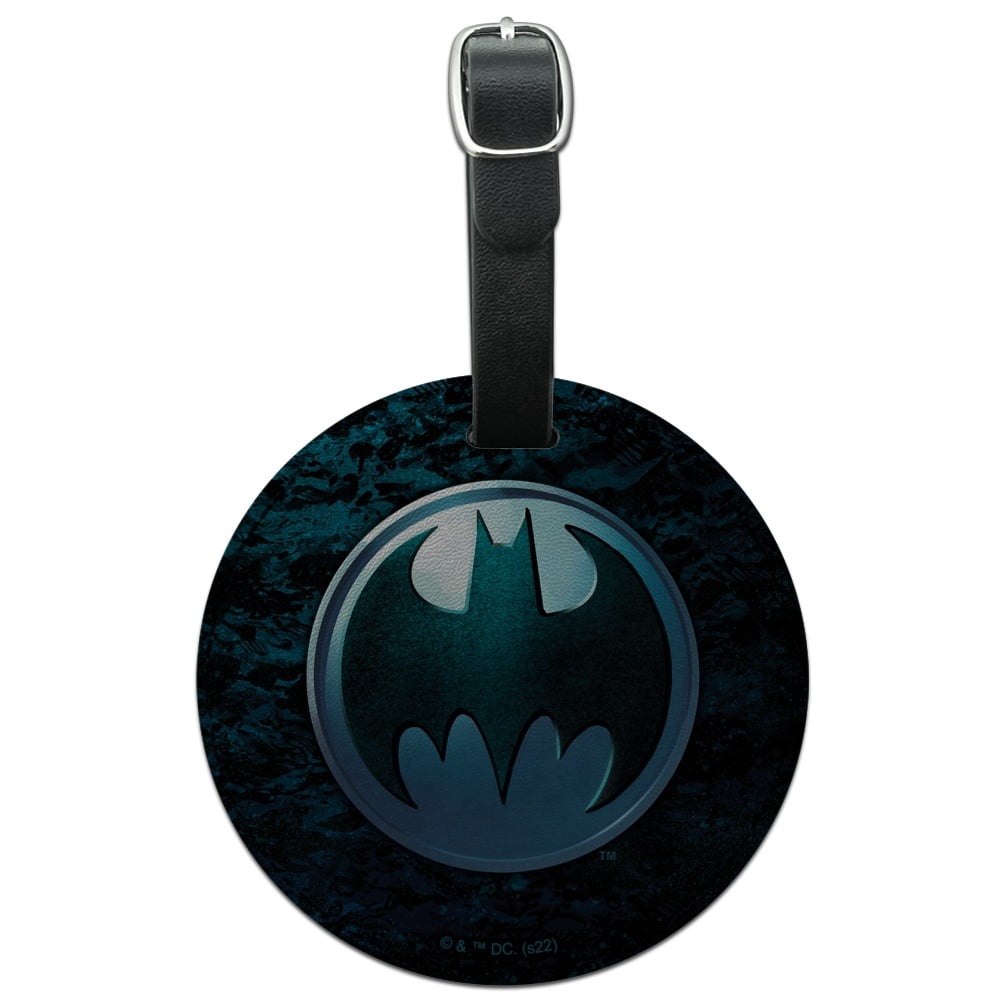 Batman Batcave Emblem Round Leather Luggage Card Suitcase Carry-On ID ...