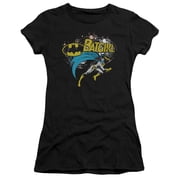 Batman Batgirl Halftone S/S Junior Womens T-Shirt Sheer Black