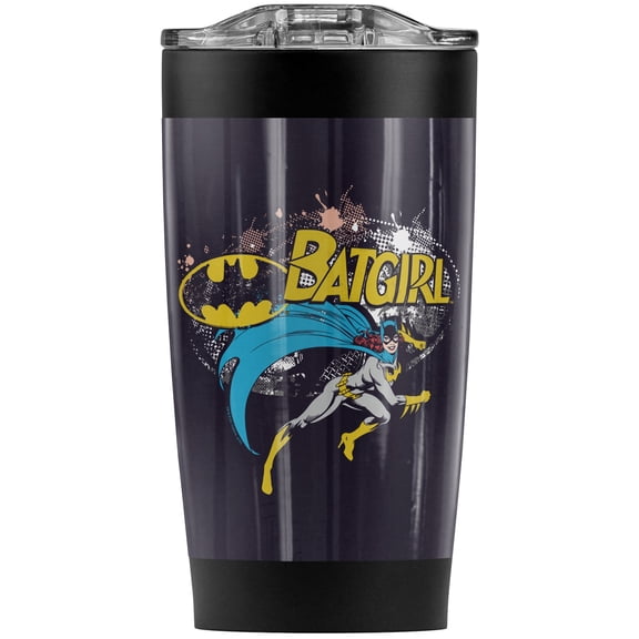 Batman Batgirl Halftone Stainless Steel Tumbler 20 oz Coffee Travel Mug/Cup, Vacuum Insulated & Double Wall with Leakproof Sliding Lid | Great for Hot Drinks and Cold Beverages