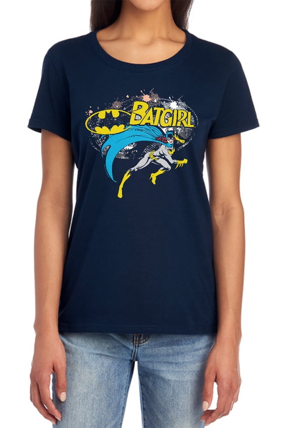 Batgirl Halftone Women's T Shirt, Navy, 2X-Large