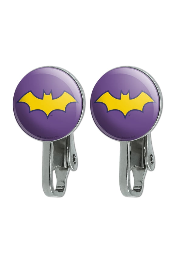 Batman Batgirl Logo Novelty Clip-On Stud Earrings
