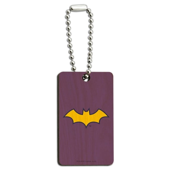 Batman Batgirl Logo Wood Wooden Rectangle Keychain Key Ring