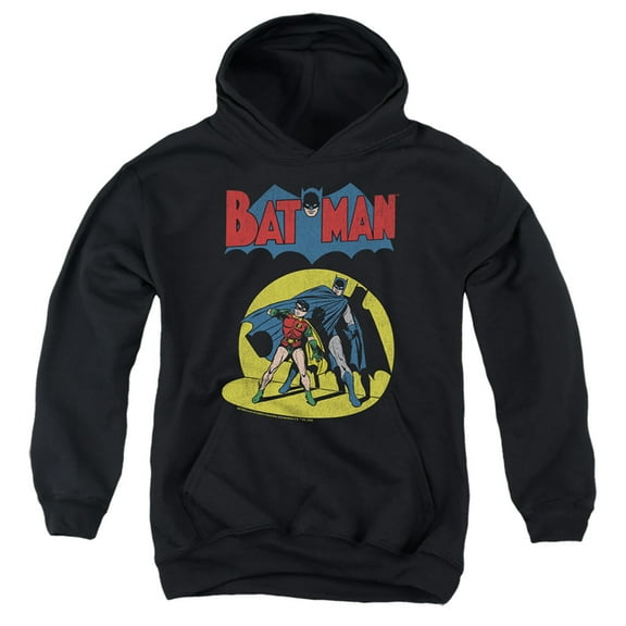 Batman Batman And Robin Spotlight Kids Pull-Over Hoodie (Large) for Youth Boys and Girls, Black
