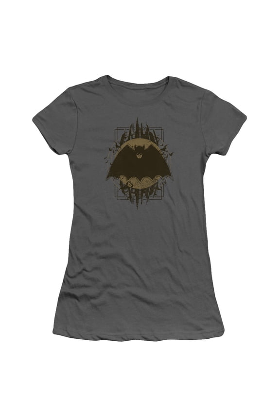 Batman Batman Crest S/S Junior Women's T-Shirt Sheer-Charcoal