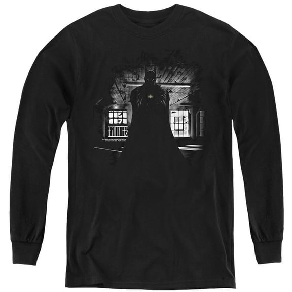 Batman Batman Dark Kids Long Sleeve T Shirt (Medium) for Youth Boys and Girls, Black
