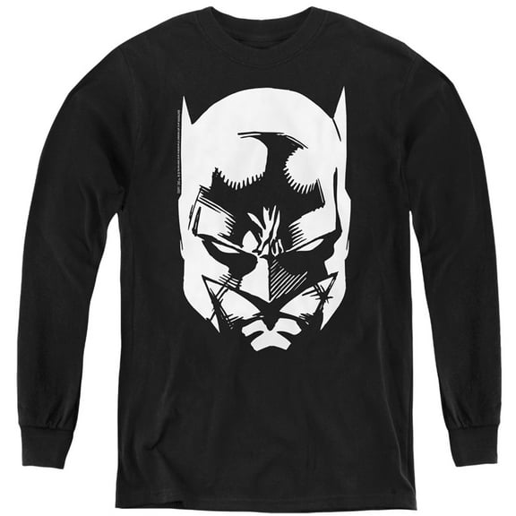 Batman Batman Lines Kids Long Sleeve T Shirt (Large) for Youth Boys and Girls, Black
