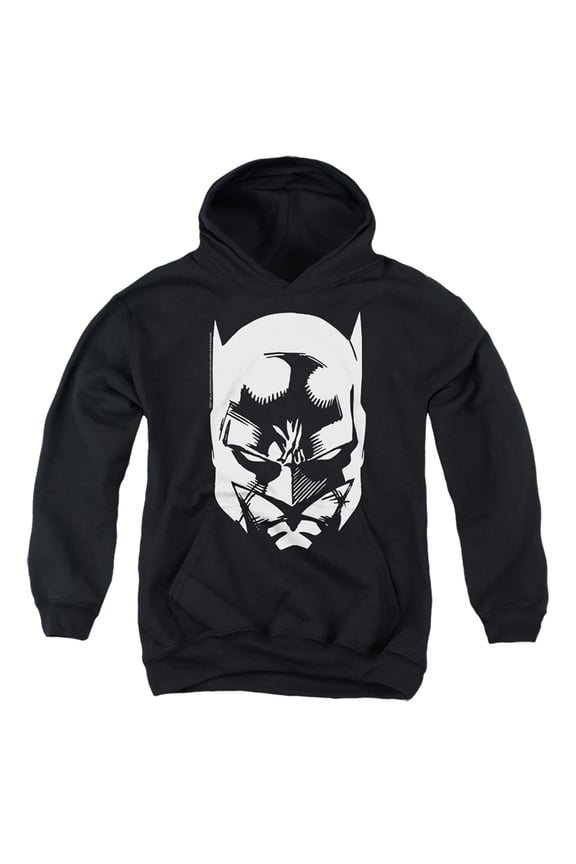 Batman Batman Lines Kids Pull-Over Hoodie (Large) for Youth Boys and Girls, Black
