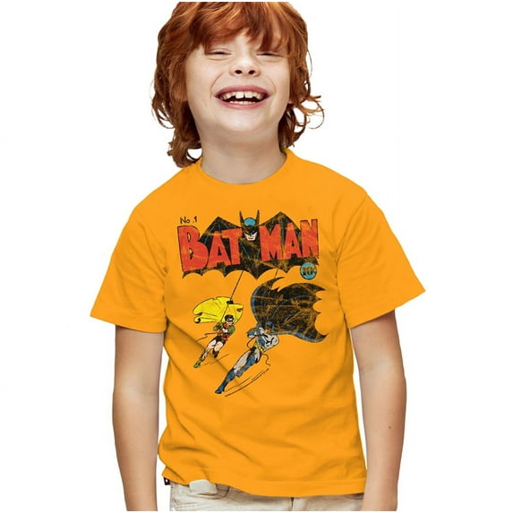 Batman Batman No.1 1 Kids T Shirt (X-Large) for Youth Toddler Boys and Girls, Gold