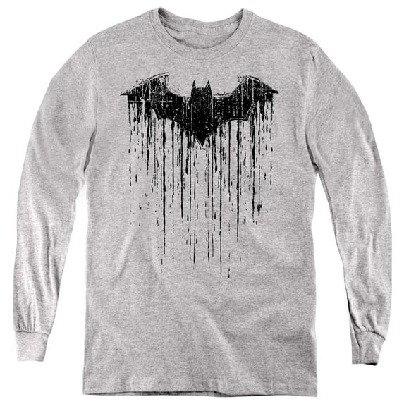 Batman Batman Paint 2 Kids Long Sleeve T Shirt (Medium) for Youth Boys and Girls, Athletic Heather