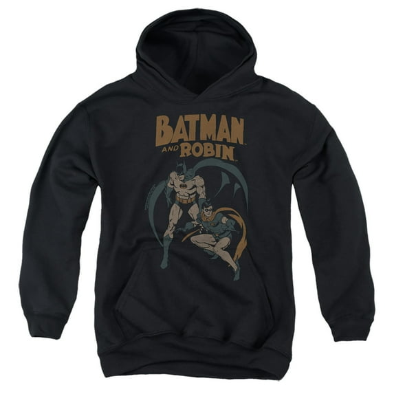 Batman Batman & Robin Vintage 1 Kids Pull-Over Hoodie (Large) for Youth Boys and Girls, Black