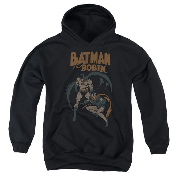 Batman Batman & Robin Vintage 1 Kids Pull-Over Hoodie (Small) for Youth Boys and Girls, Black