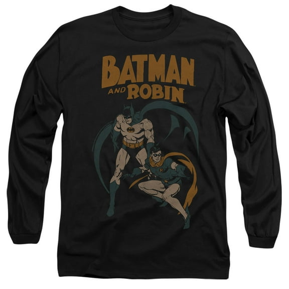 Batman Batman & Robin Vintage 1 Unisex Adult Long-Sleeve T Shirt,Black, 2X-Large