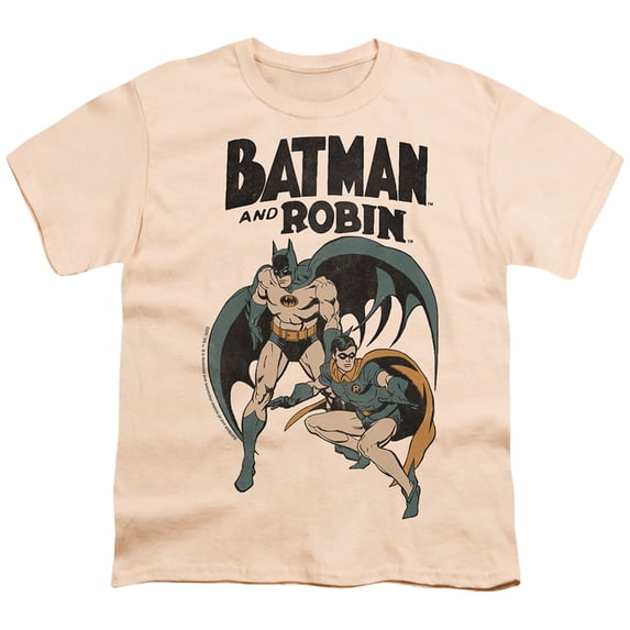 Batman Batman & Robin Vintage 2 Kids T Shirt (X-Large) for Youth Toddler Boys and Girls, Cream
