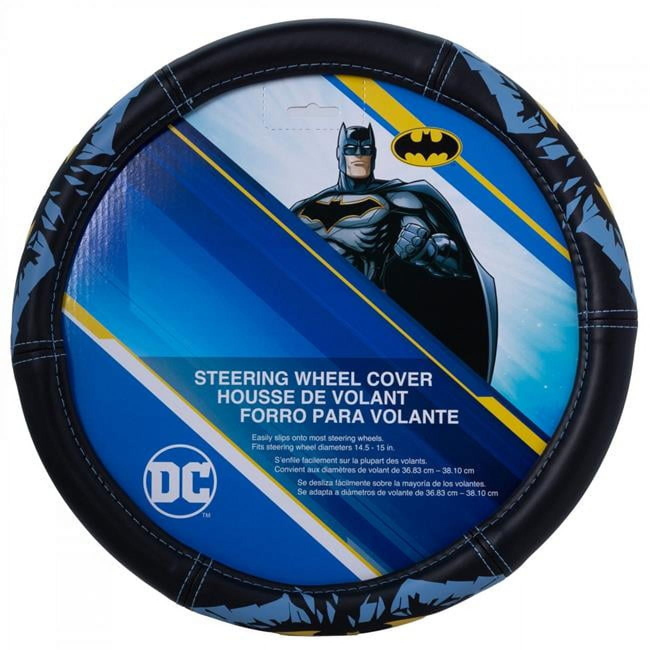 Batman Batman Shattered Symbol Steering Wheel Cover, Black \u0026 Blue