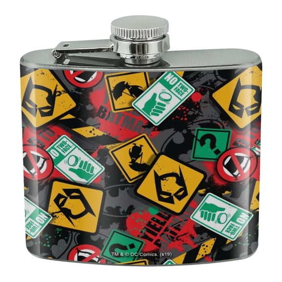 Batman Batman Street Sign Pattern Stainless Steel 5oz Hip Drink Kidney Flask