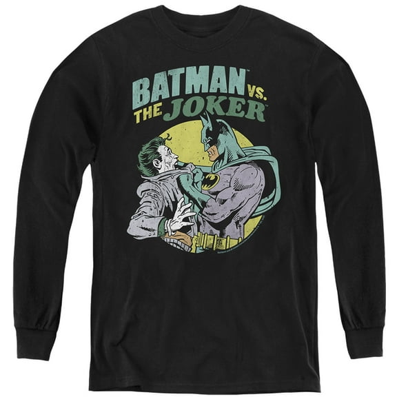 Batman Batman Vs Joker 3 Kids Long Sleeve T Shirt (Small) for Youth Boys and Girls, Black