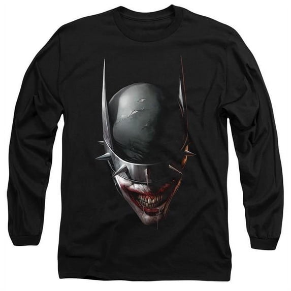 Batman & Batman Who Laughs Head-Long Sleeve Adult 18-1 T-Shirt, Black - Large