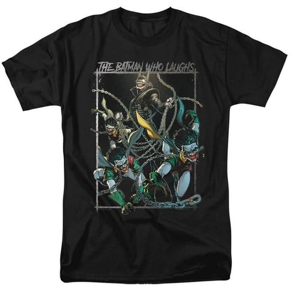 Batman & Batman Who Laughs-Short Sleeve Adult 18-1 T-Shirt, Black - Large