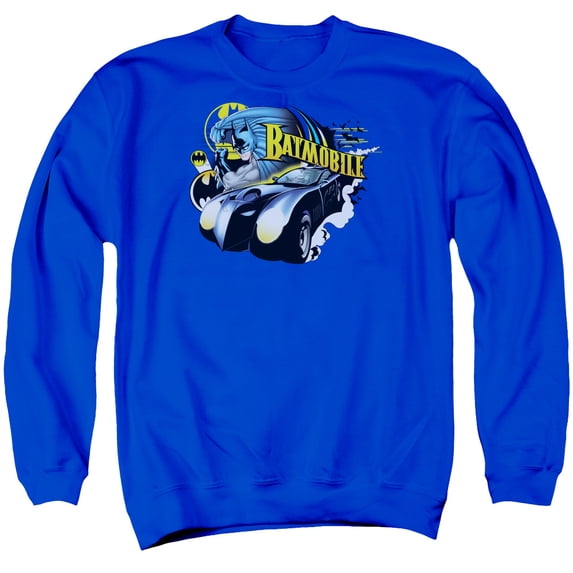 Batman Batmobile Adult Crewneck Sweatshirt Royal Blue