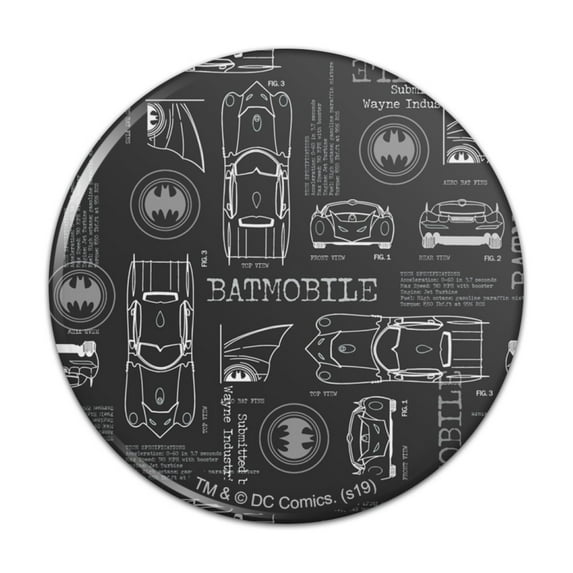Batman Batmobile Blueprint Pattern Kitchen Refrigerator Locker Button Magnet