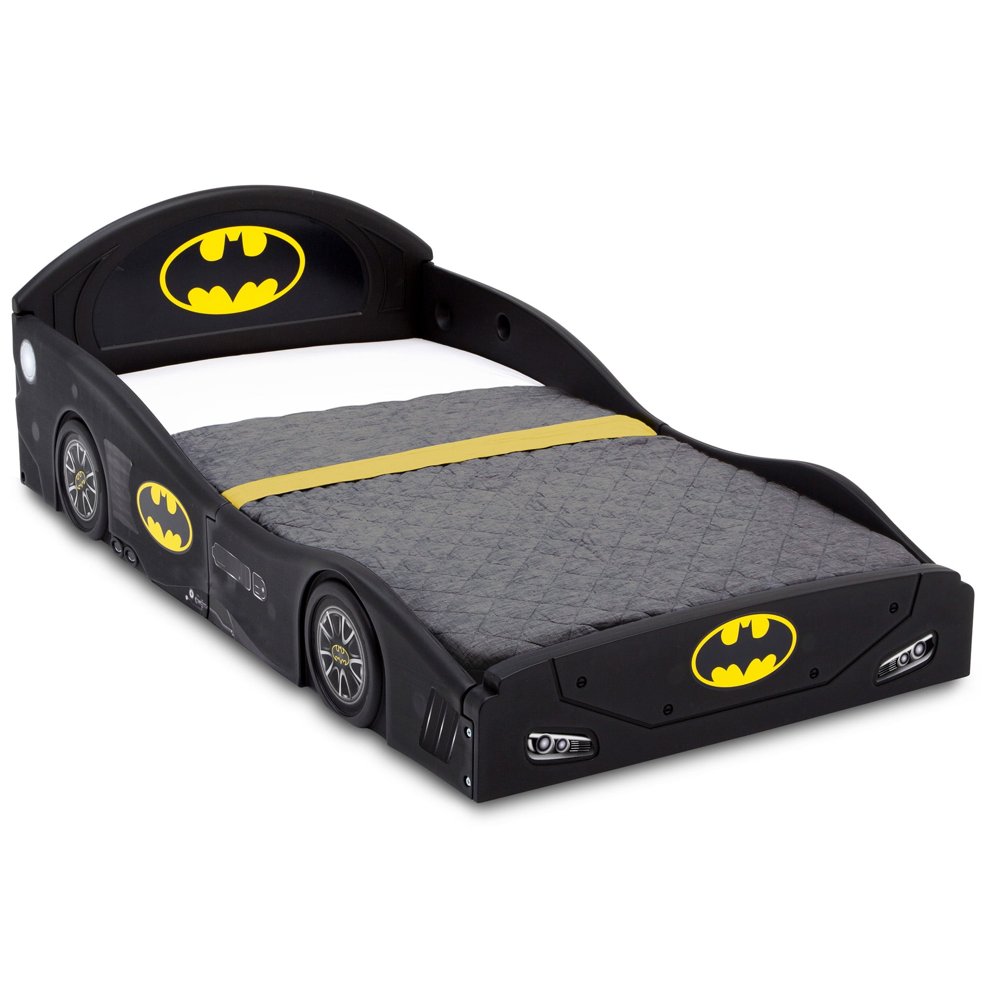 DC COMICS Batman Batmobile Car Sleep and Play Toddler Bed with Attached Guardrails by Delta Children