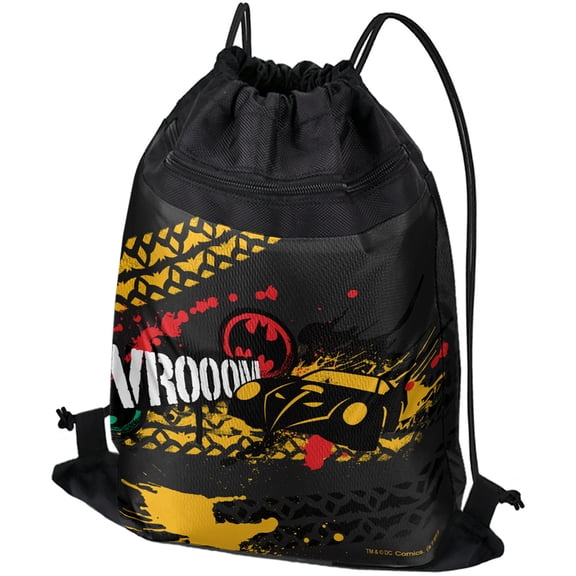 Batman Batmobile Vrooom Drawstring Backpack Sports Bag Sackpack 17" x 13", Perfect for Gym, Yoga or Practice