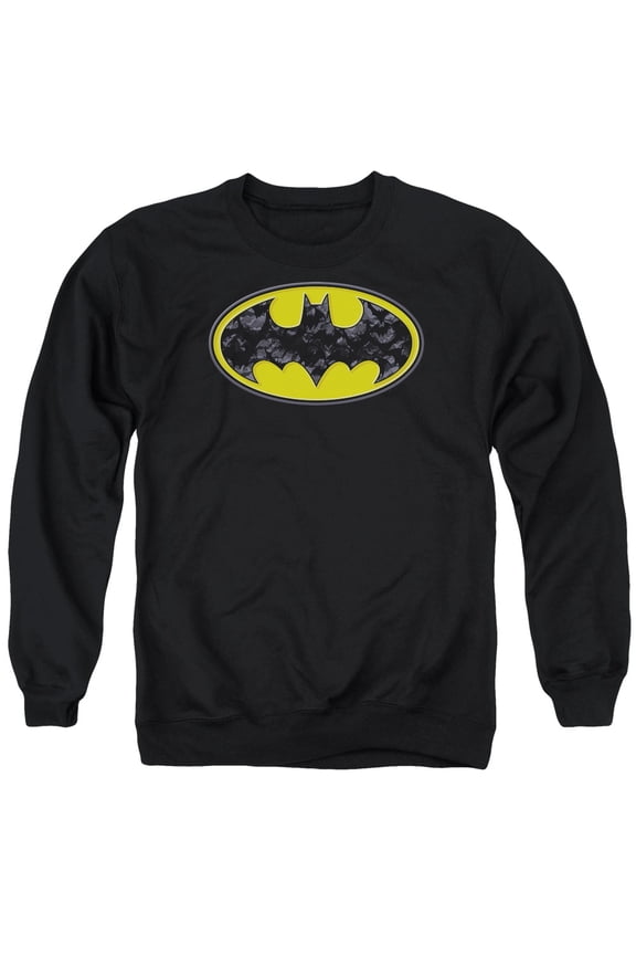 Batman Bats In Logo Adult Crewneck Sweatshirt Black